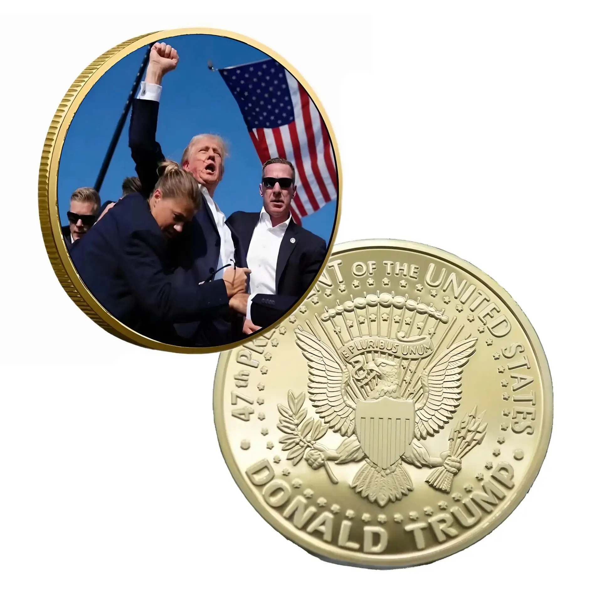 Fight for Freedom 47th President Donald Trump Rally Commemorative Gold Plated Coin All Products 6