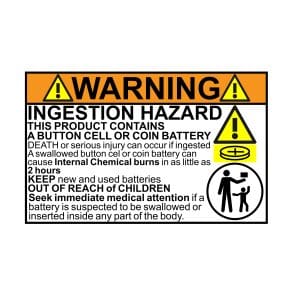 Reece’s Law Compliant Button Battery Warning Stickers 1 Sheet of 32