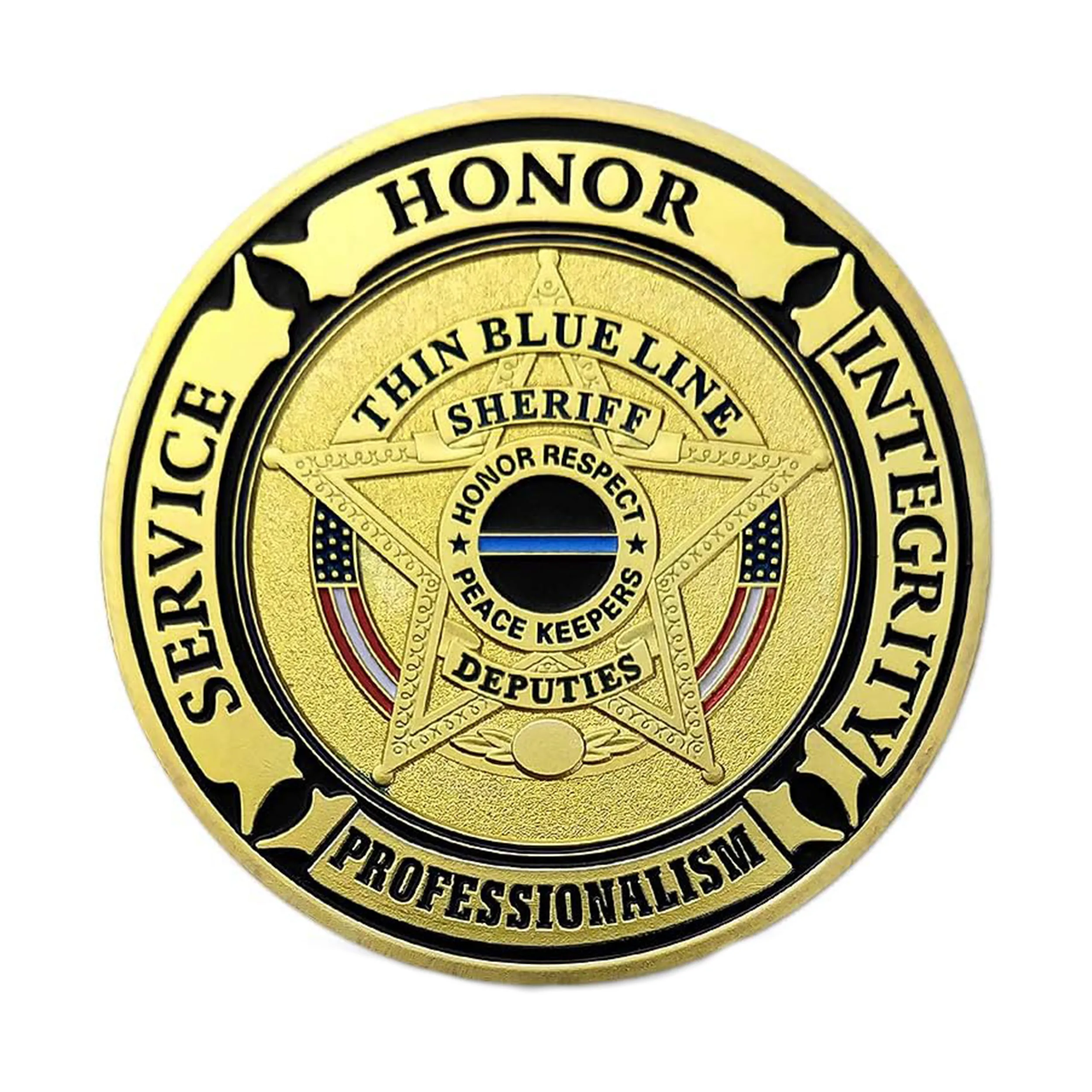 Sheriff Thin Blue Line Law Enforcement Prayer Police Challenge Gold Plated Coin All Products