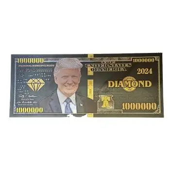 President Donald Trump MAGA One Million Dollar Diamond Gold Plated Bill 24K Gold and Silver Plated Replica Bills