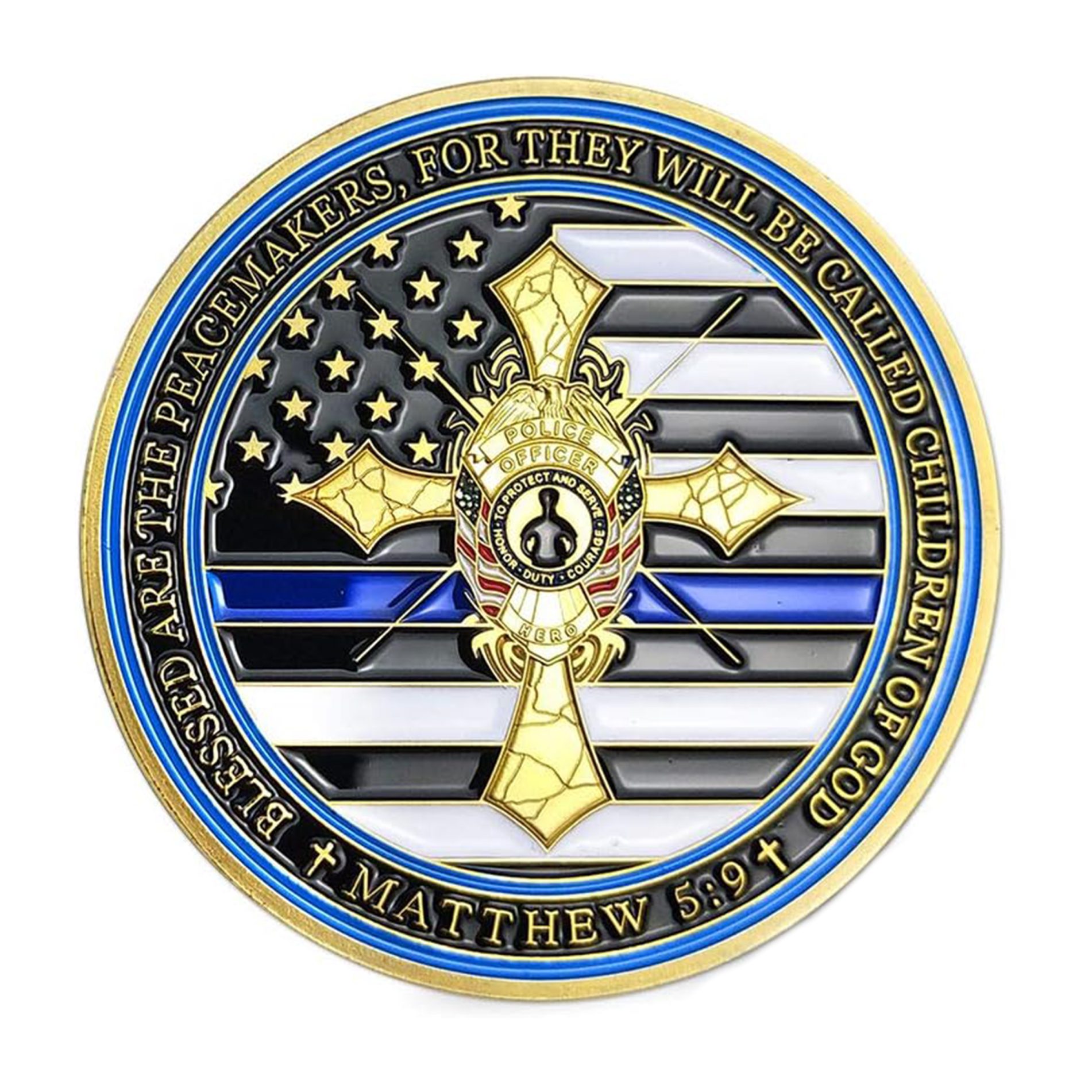 Police Officer Prayer Law Enforcement Thin Blue Line Gold Plated Coin All Products 3