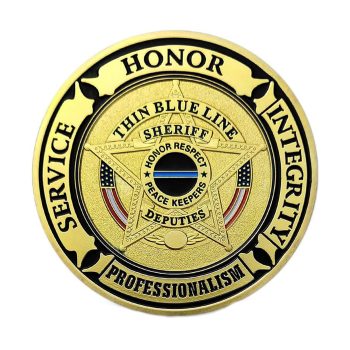 Sheriff Thin Blue Line Law Enforcement Prayer Police Challenge Gold Plated Coin Challenge Coins