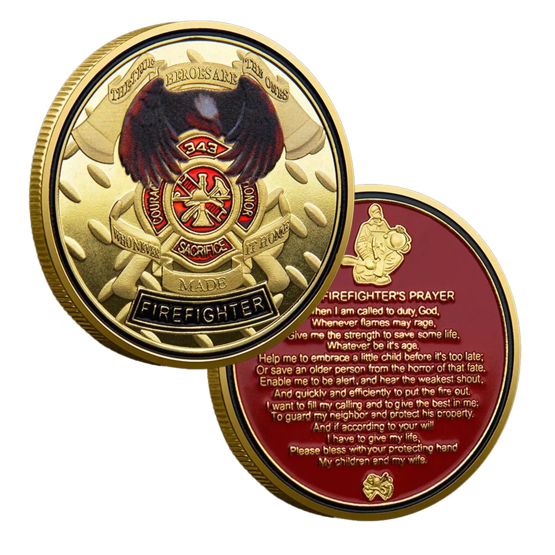 Thanksgiving Firefighters Prayer Challenge Commemorative Gold Plated Coin All Products 6