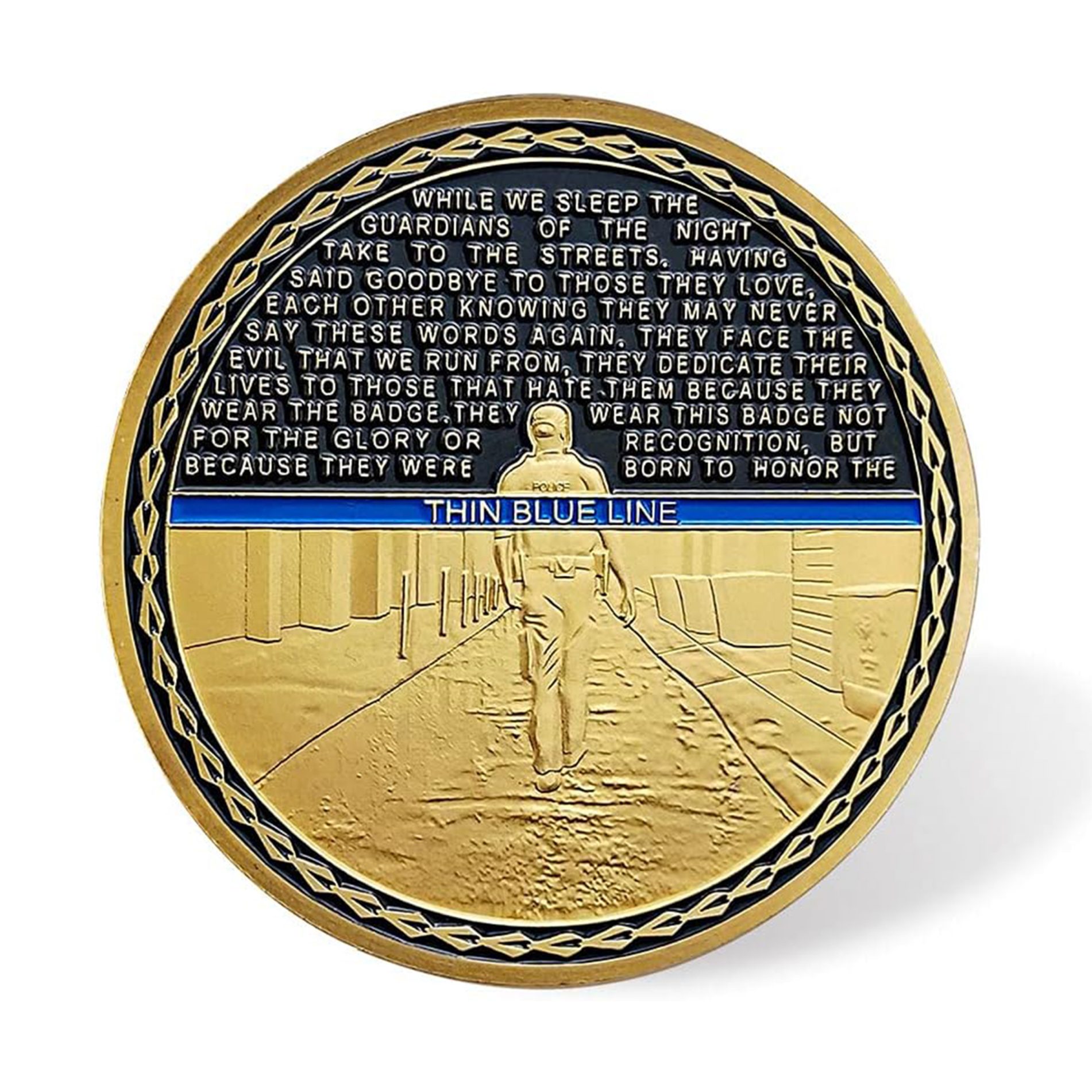 United States Police Thin Blue Line Prayer Warrior Gold Plated Coin All Products 5