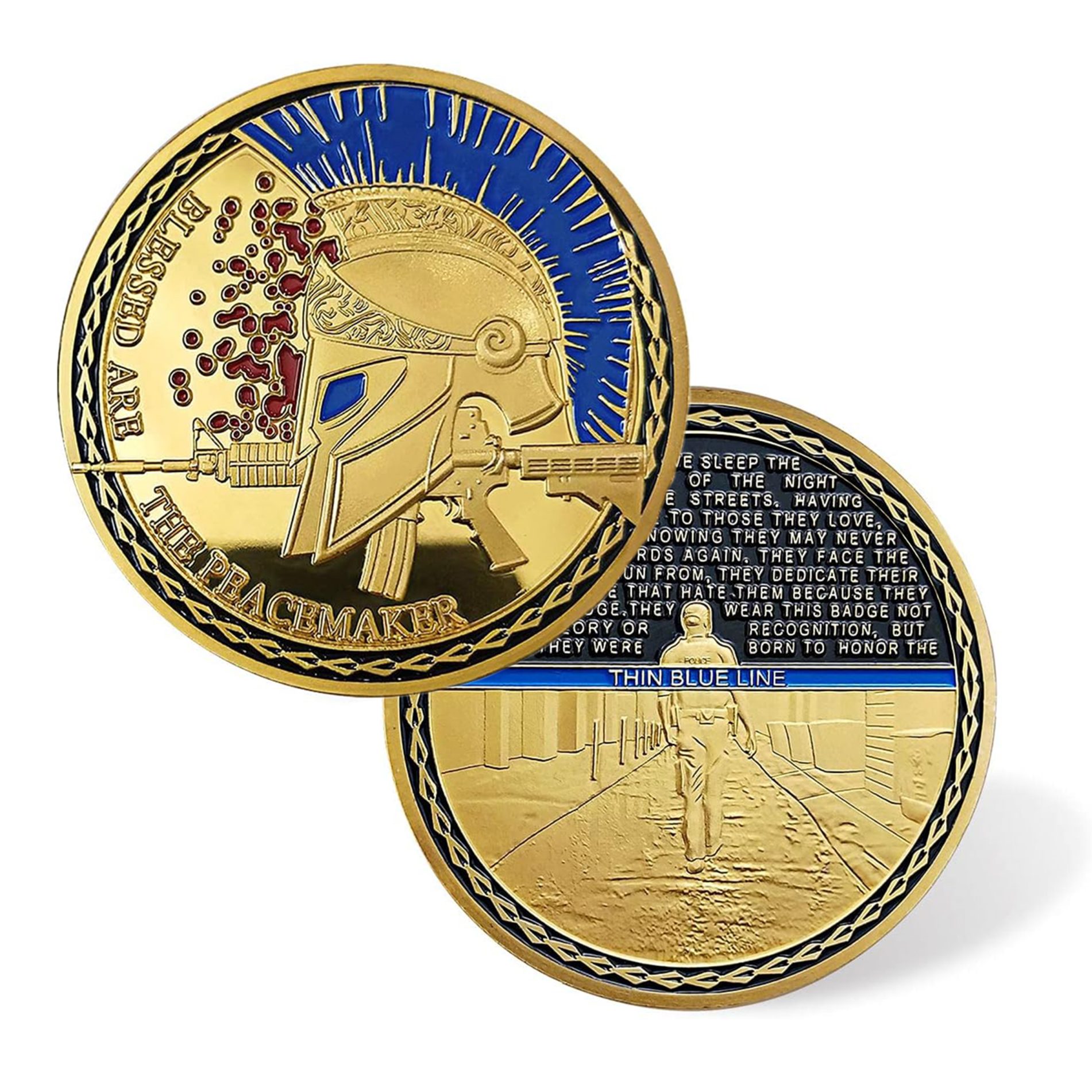 United States Police Thin Blue Line Prayer Warrior Gold Plated Coin All Products 6