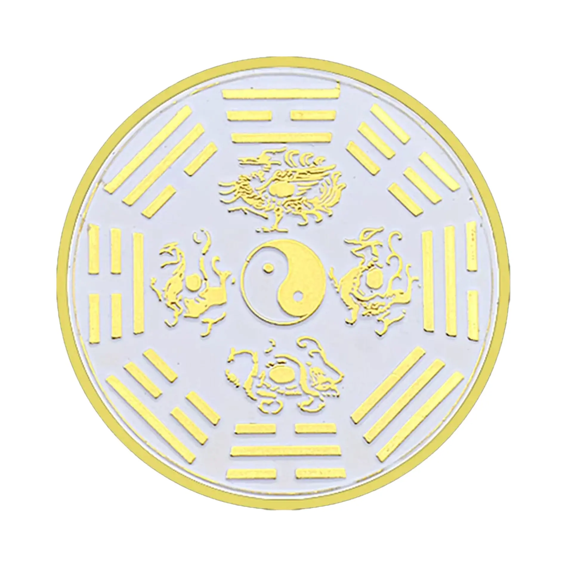 Dragon and Phoenix Chinese Tai Ji Feng Shui Commemorative Gold Plated Coin All Products 4