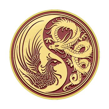 Dragon and Phoenix Chinese Tai Ji Feng Shui Commemorative Gold Plated Coin All Products