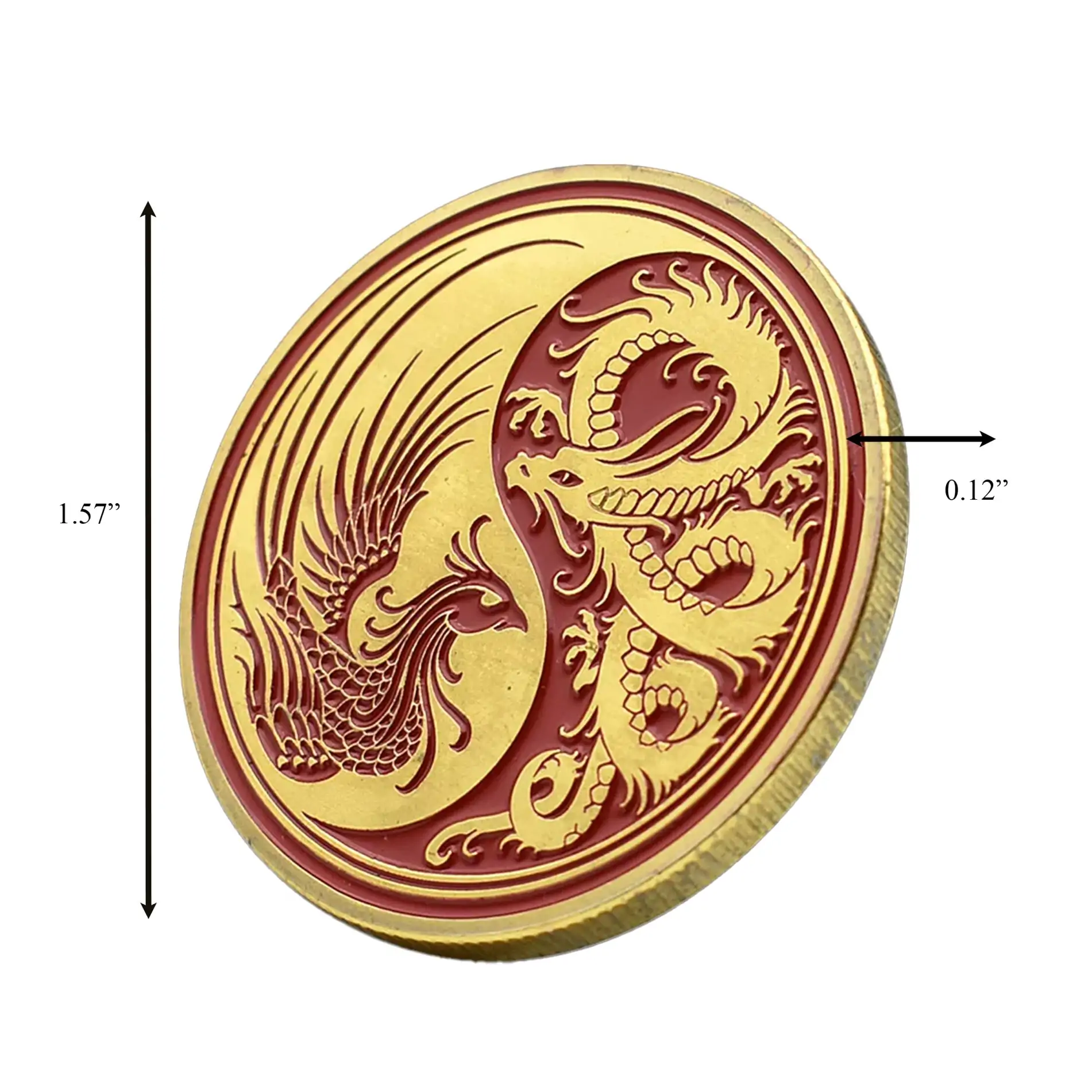 Dragon and Phoenix Chinese Tai Ji Feng Shui Commemorative Gold Plated Coin All Products 5