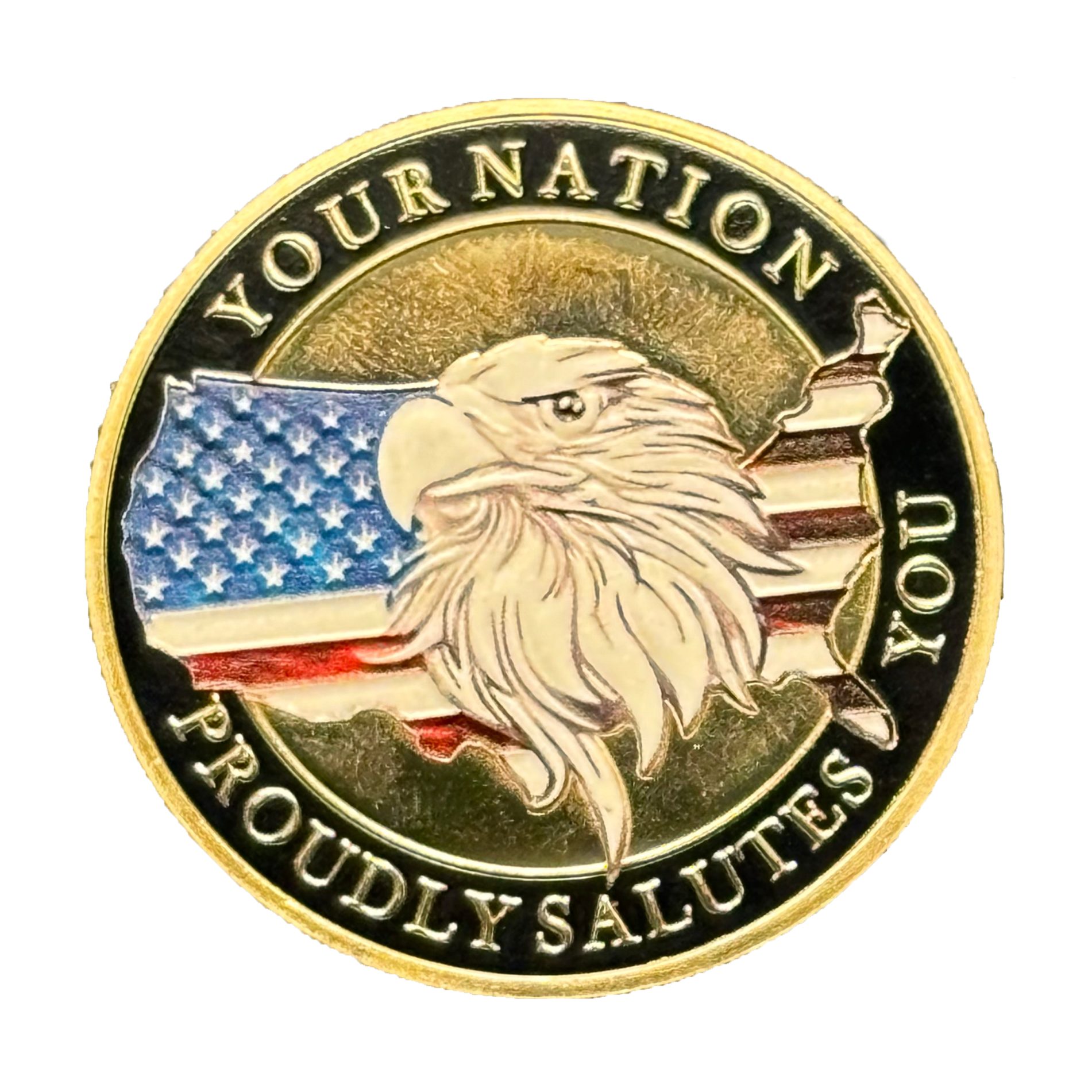 Military Veterans Thank You Commemorative Challenge Gold Coin with Eagle and Flag Design All Products 4