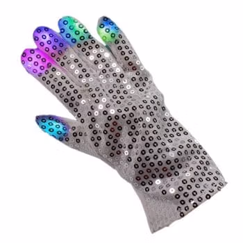 Light Up Multicolor Jacko Thriller Beat It Billie Jean Right Hand Sequin Glove Pack of 12 All Products