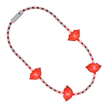 LED Kissy Red Lips Light Up Beaded Necklace All Products