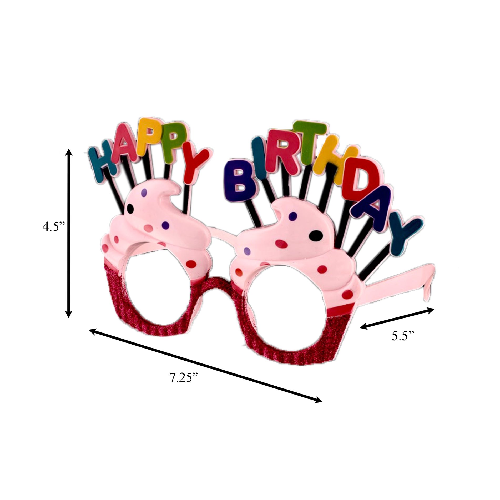 Unlit Happy Birthday Glitter Cupcake Party Eyeglasses All Products 5