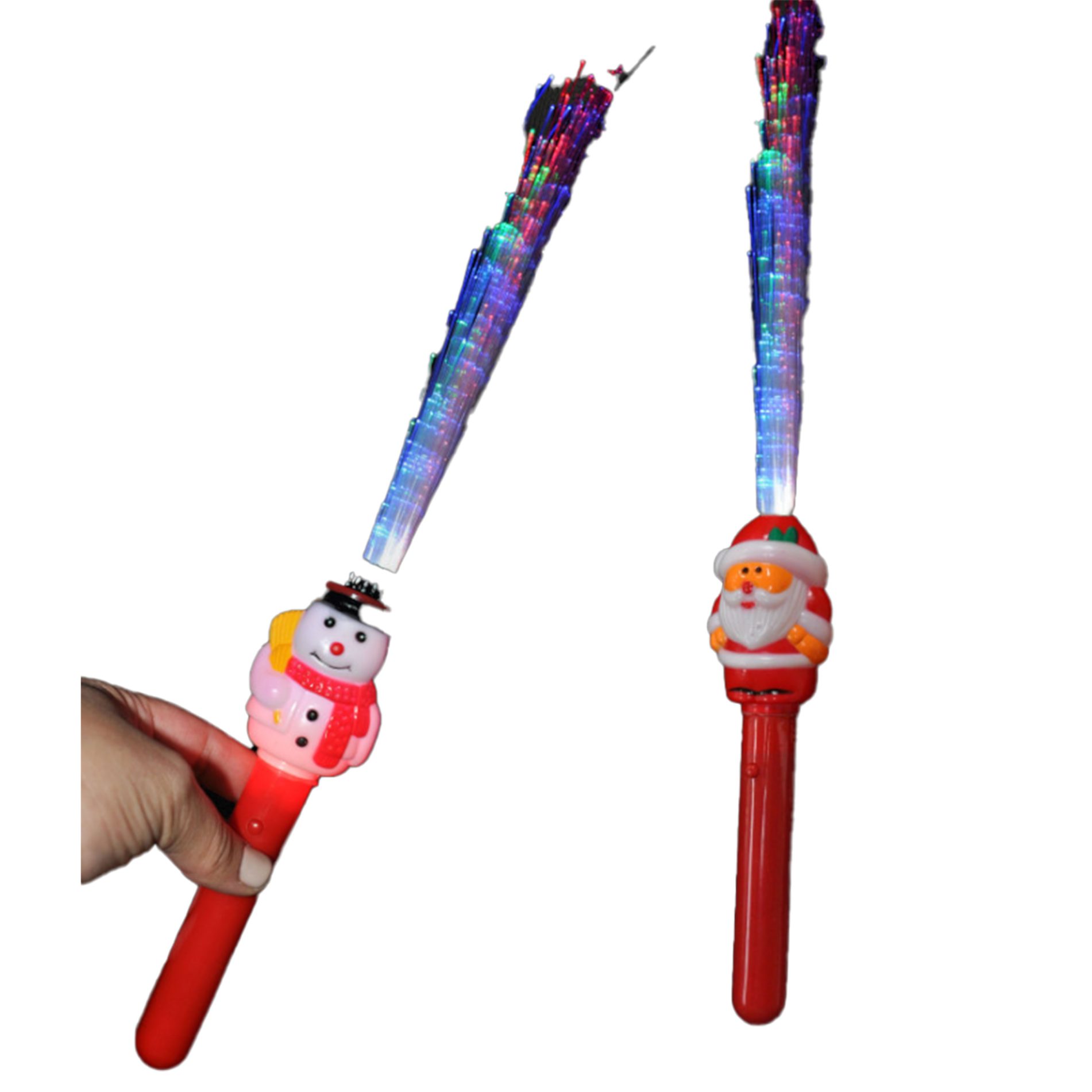 Fiber Optic Jolly Snowman and Santa Claus Light Up Assorted Wand Sold Individually All Products 3