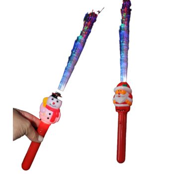 Fiber Optic Jolly Snowman and Santa Claus Light Up Assorted Wand Sold Individually All Products