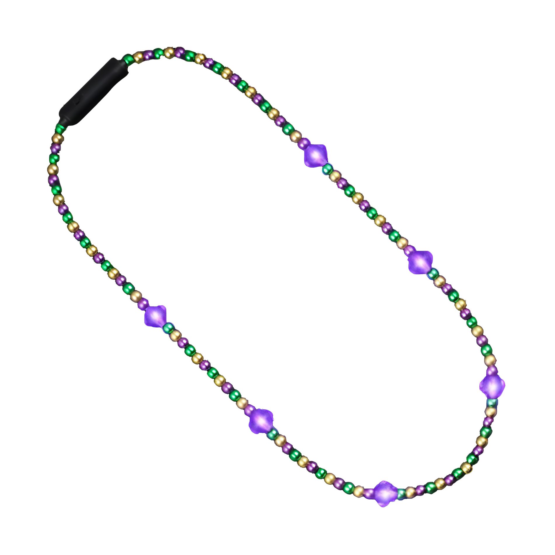 Mardi Gras Metallic Beads Necklace with Light Up Jewel Accents All Products 4