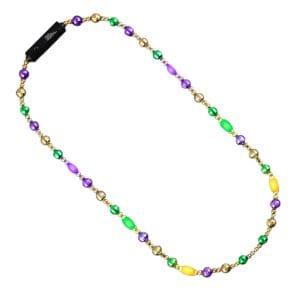 Disco Glam Edition Metallic Mardi Gras Beads Necklace with 6 LED Lights All Products