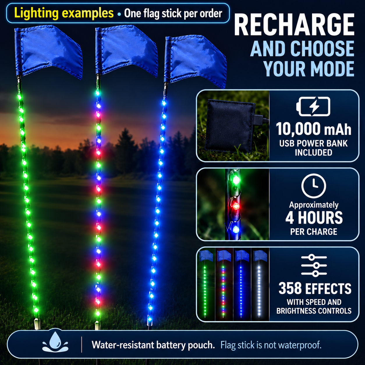 38 Inch Rechargeable LED Mini Golf Flag Stick Multicolor 358 Effects and Remote All Products 38 Inch Rechargeable LED Mini Golf Flag Stick Multicolor 358 Effects and Remote All Products 6