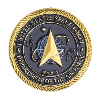 Gold Plated United States Space Force Challenge Coin and Heros Valor Prayer for Courage Souvenirs Air Force