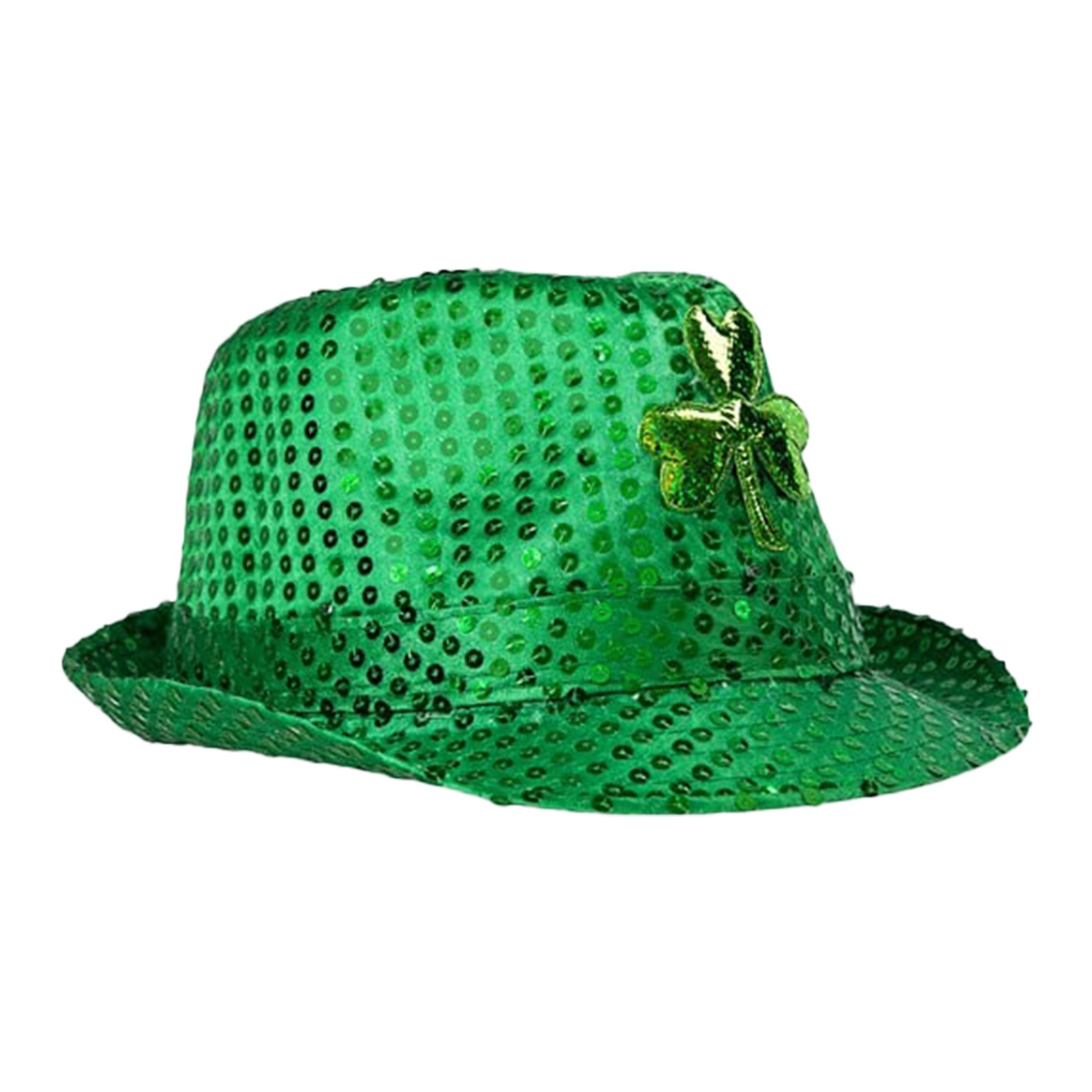 Pack of 6 LED Flashing Fedora Hat with Green Shamrock Sequins All Products 5