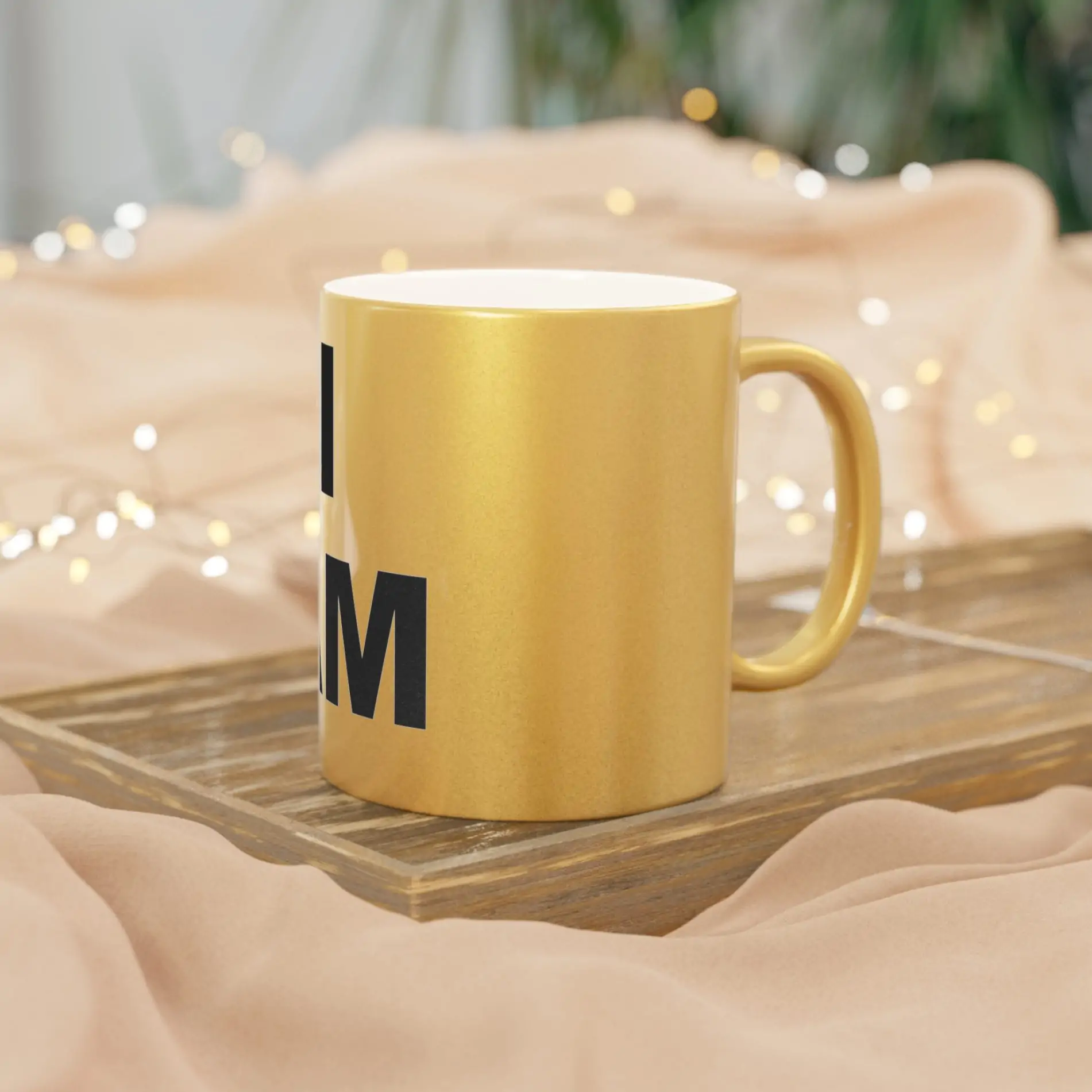 “I AM” Consciousness Mug – Bold Affirmation (Gold or Silver with Black Text) Metallic Mug (SilverGold) Non-Light Up Apparel 10