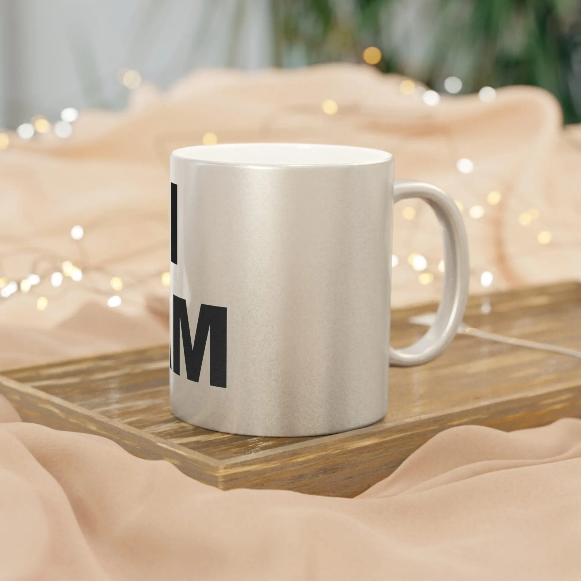 “I AM” Consciousness Mug – Bold Affirmation (Gold or Silver with Black Text) Metallic Mug (SilverGold) Non-Light Up Apparel 6