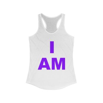 “I AM” Enlightenment Tank – Purple Print, Bold & Spiritual Women’s Ideal Racerback Tank