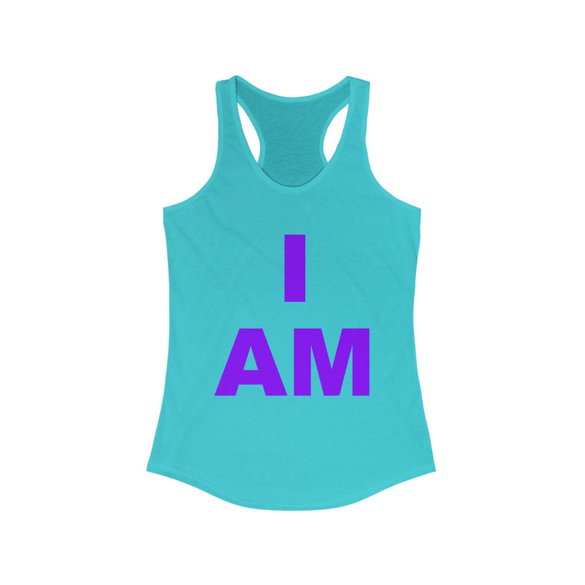 “I AM” Enlightenment Tank – Purple Print, Bold & Spiritual Women’s Ideal Racerback Tank 19