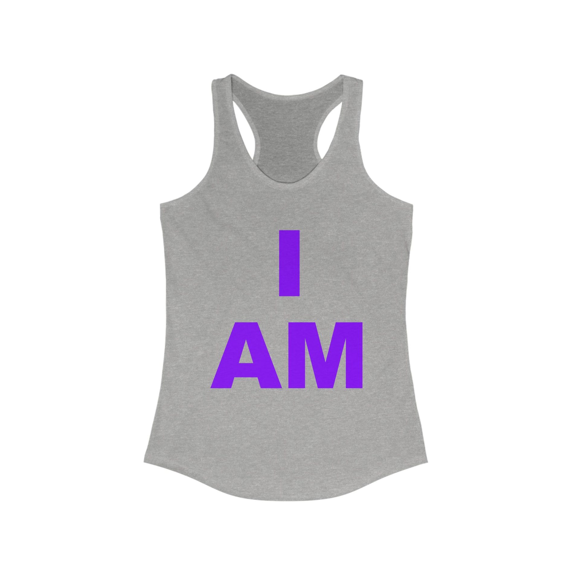 “I AM” Enlightenment Tank – Purple Print, Bold & Spiritual Women’s Ideal Racerback Tank 9