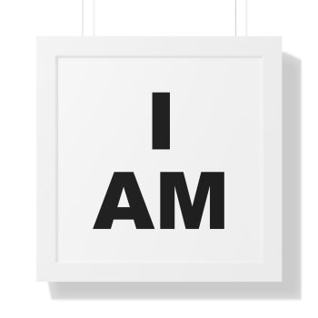 “I AM” Consciousness Framed Print – Bold Simplicity in Black & White Framed Horizontal Poster