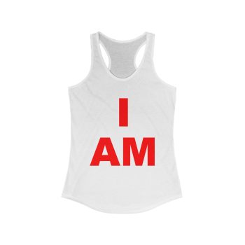 “I AM” Empowerment Tank – Red Print, Bold Statement – Women’s Ideal Racerback Tank