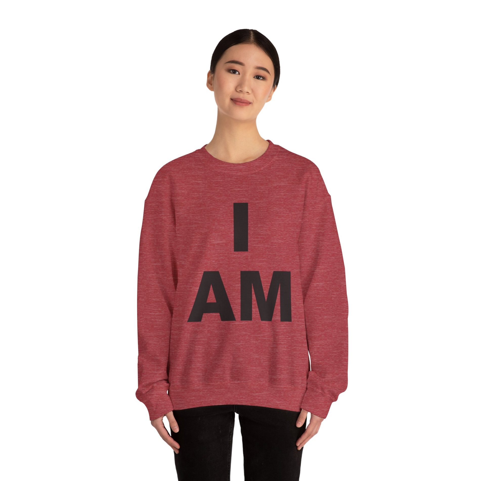 “I AM” Power Crewneck – Black Print, Bold & Timeless Unisex Heavy Blend™ Crewneck Sweatshirt 46