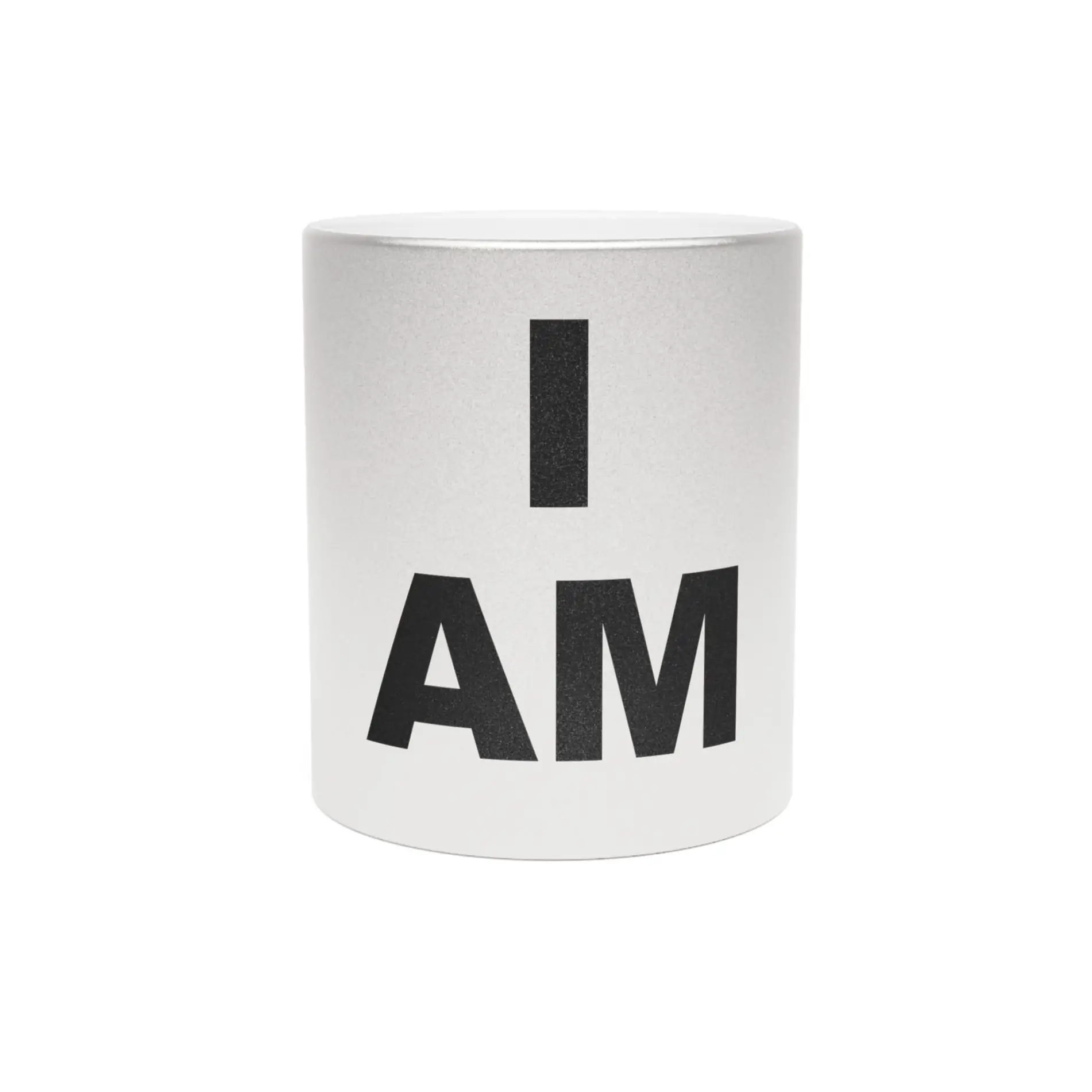 “I AM” Consciousness Mug – Bold Affirmation (Gold or Silver with Black Text) Metallic Mug (SilverGold) Non-Light Up Apparel 3