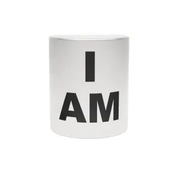 “I AM” Consciousness Mug – Bold Affirmation (Gold or Silver with Black Text) Metallic Mug (SilverGold) Non-Light Up Apparel