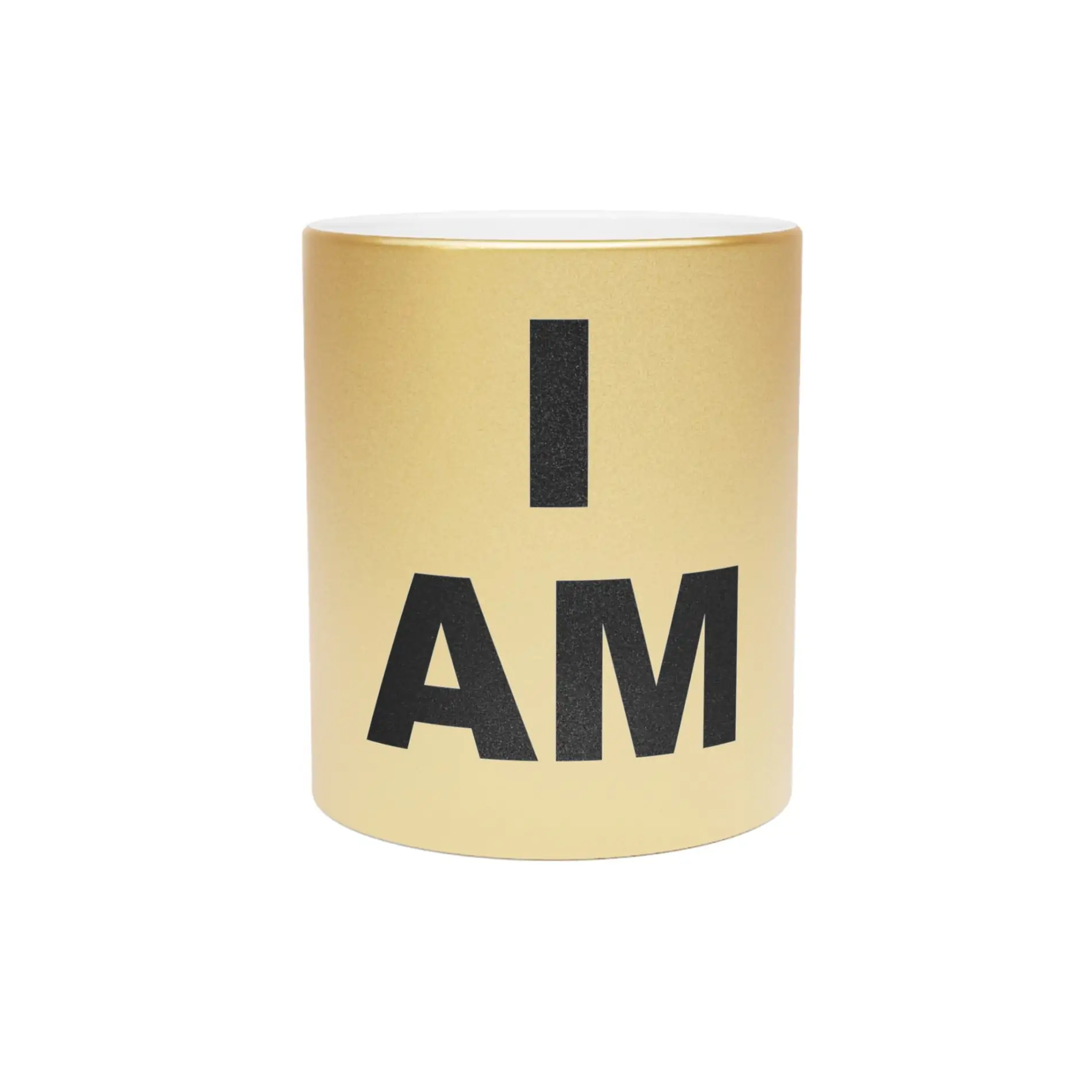 “I AM” Consciousness Mug – Bold Affirmation (Gold or Silver with Black Text) Metallic Mug (SilverGold) Non-Light Up Apparel 7