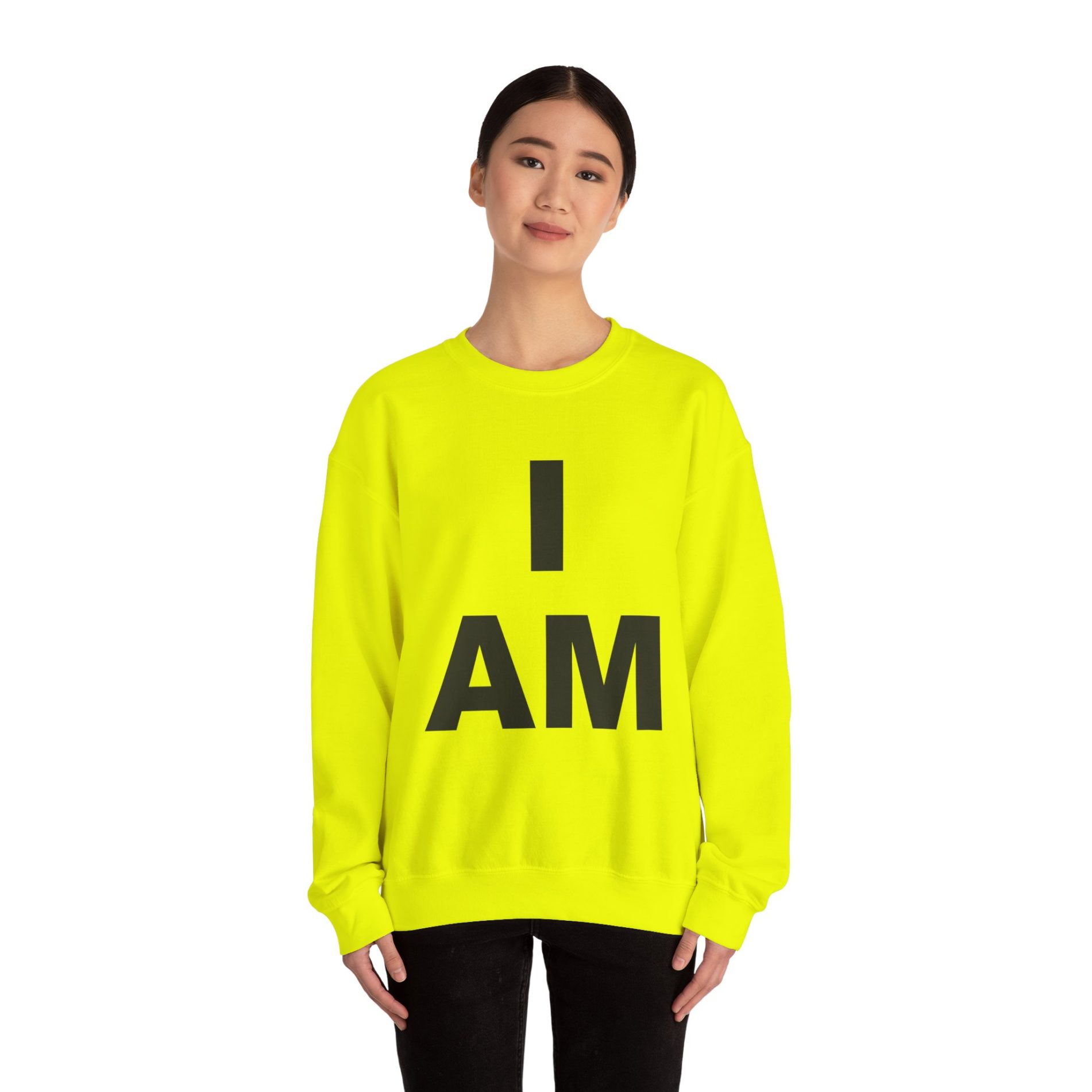 “I AM” Power Crewneck – Black Print, Bold & Timeless Unisex Heavy Blend™ Crewneck Sweatshirt 26