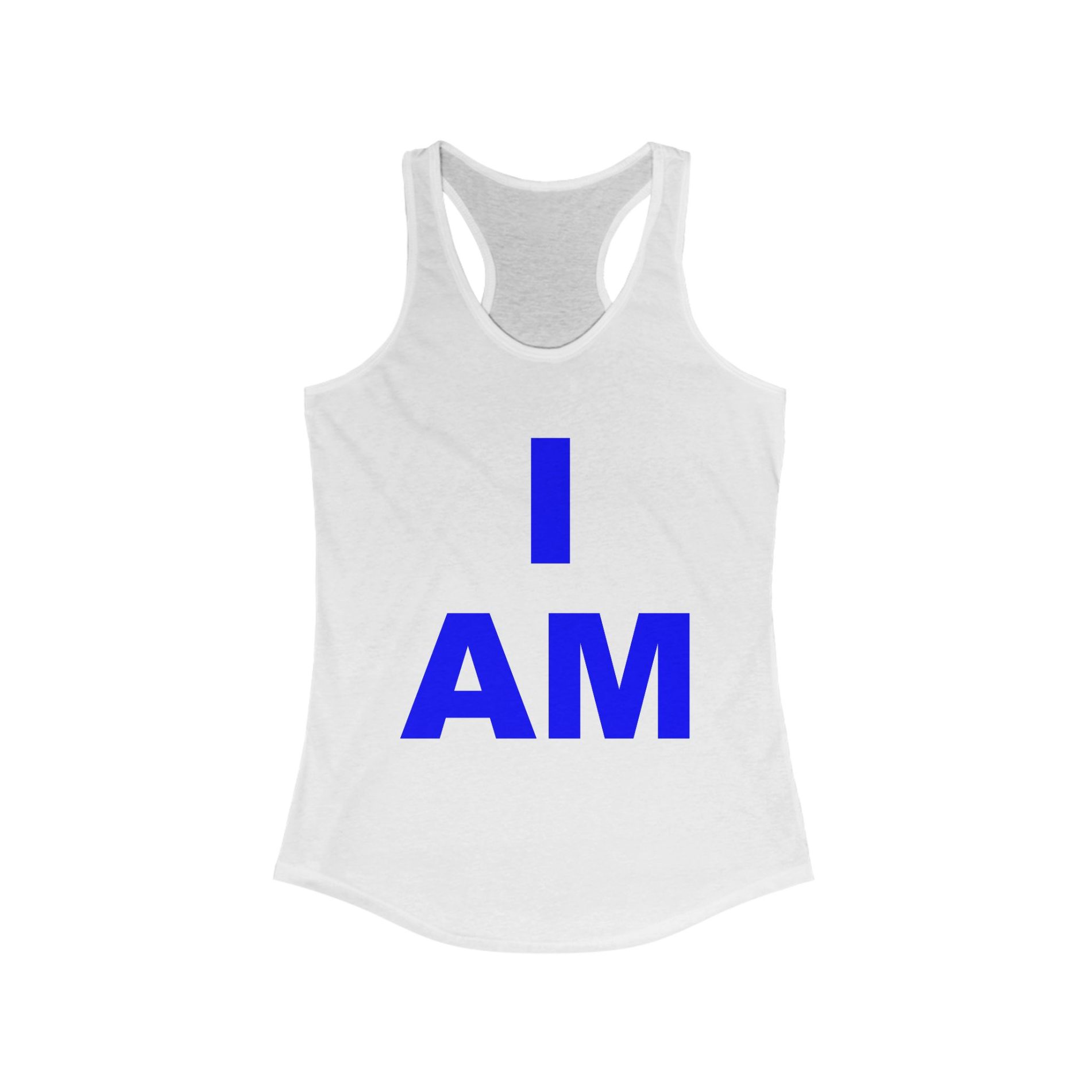 “I AM” Tranquility Tank – Blue Print, Bold & Centered Women’s Ideal Racerback Tank 3