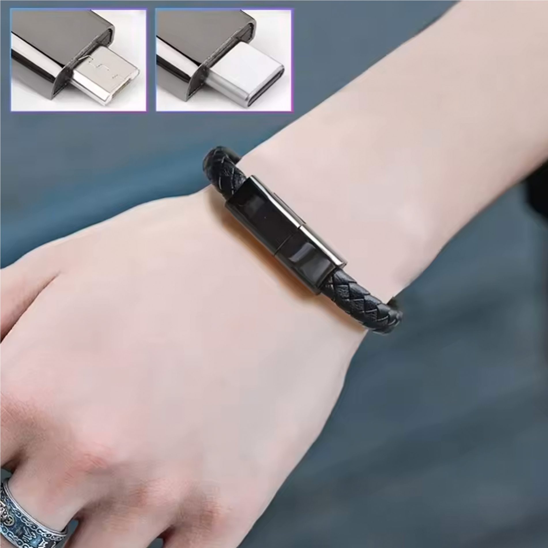 USB C to USB C Fast Charging Data Cable Braided Leather Bracelet PD 60W All Products 6