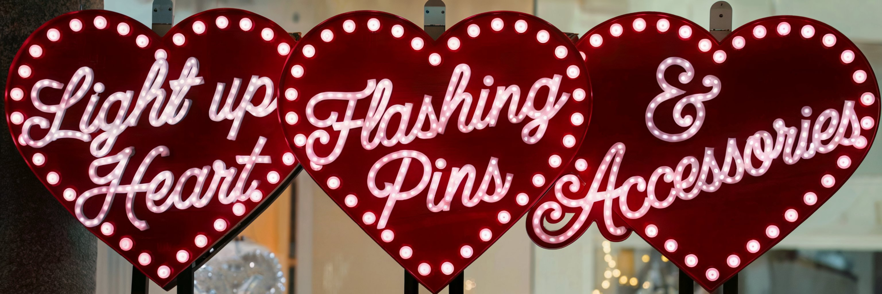 Light Up Heart Flashing Pins and Accessories