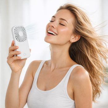 Portable White Handheld Fan with Kickstand All Products
