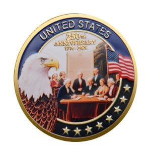 Founders Edition 250th Anniversary of the United States Commemorative Gold Plated Coin 4th of July