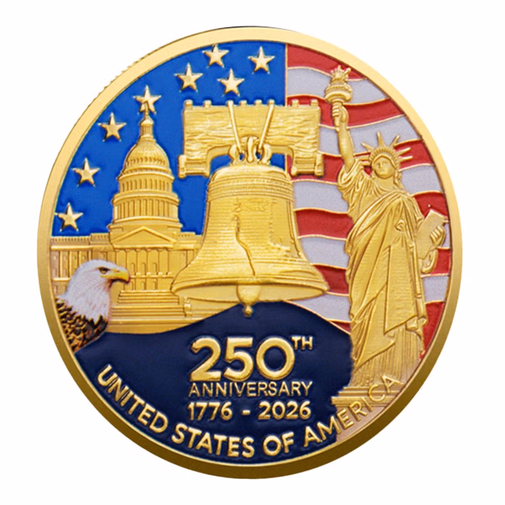 Independence Edition United States 250th Anniversary commemorative gold plated coin