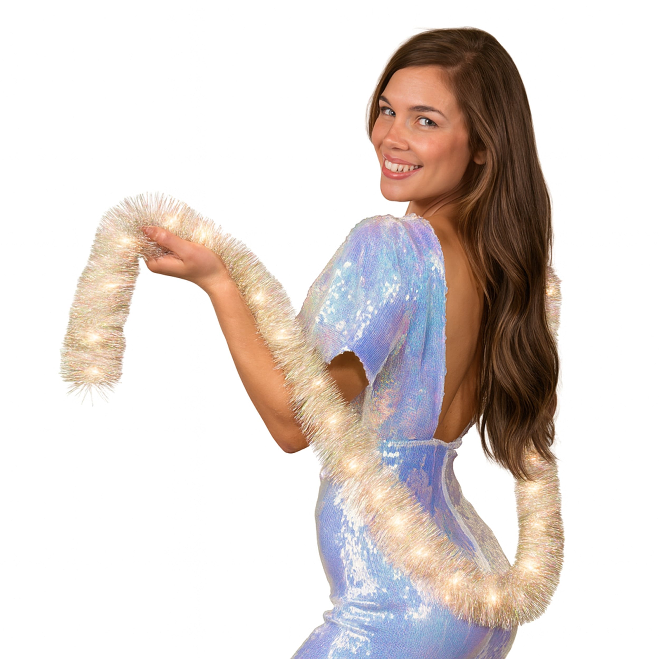 Light Up Sparkle Queen Tinsel Boa Warm White LEDs All Products 3