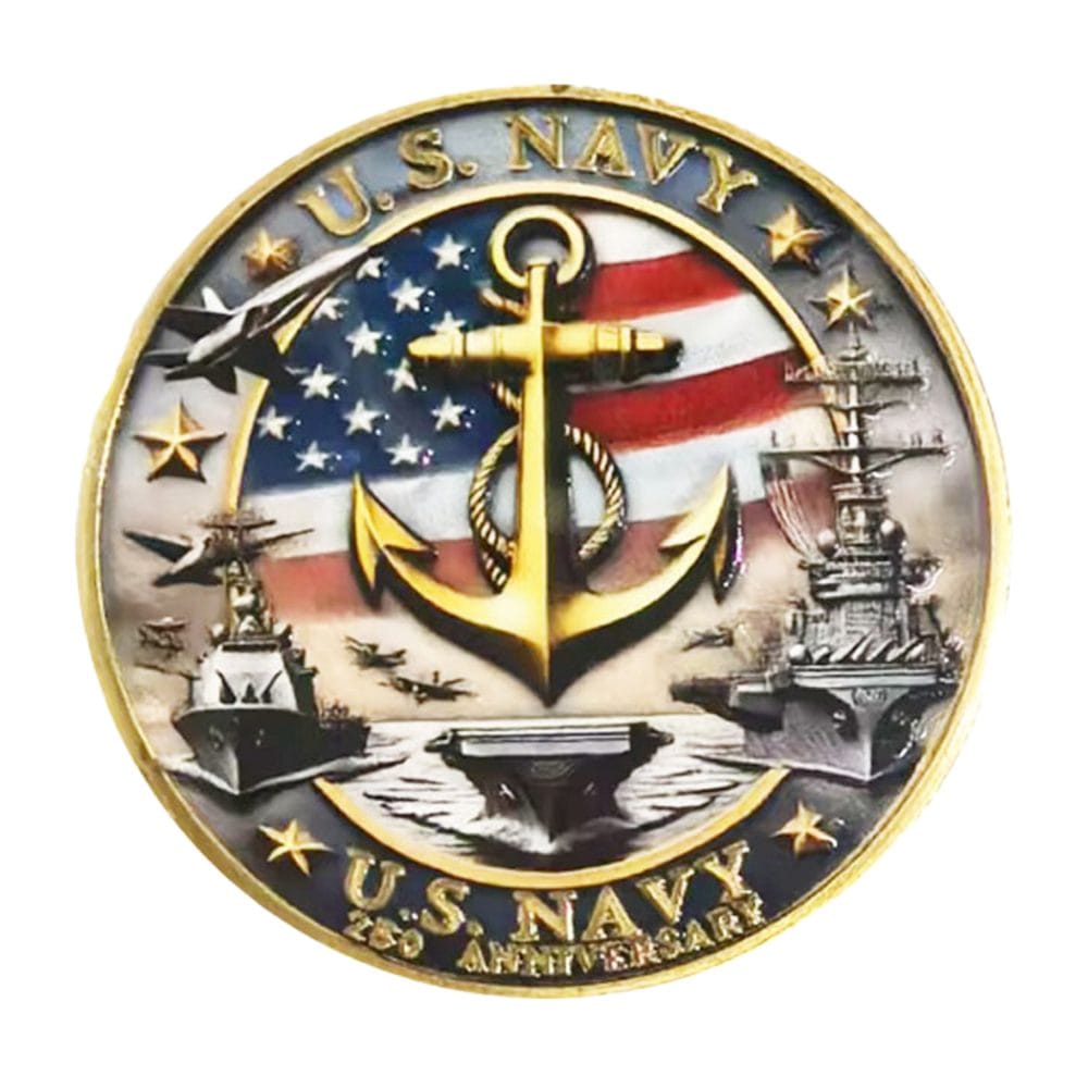 US Navy 250th Anniversary Gold Plated Commemorative Coin All Products 3