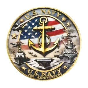 US Navy 250th Anniversary Gold Plated Commemorative Coin 4th of July
