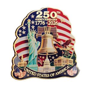 1776 to 2026 US 250th Anniversary Magnet Liberty Bell Statue of Liberty and American Flag America 250