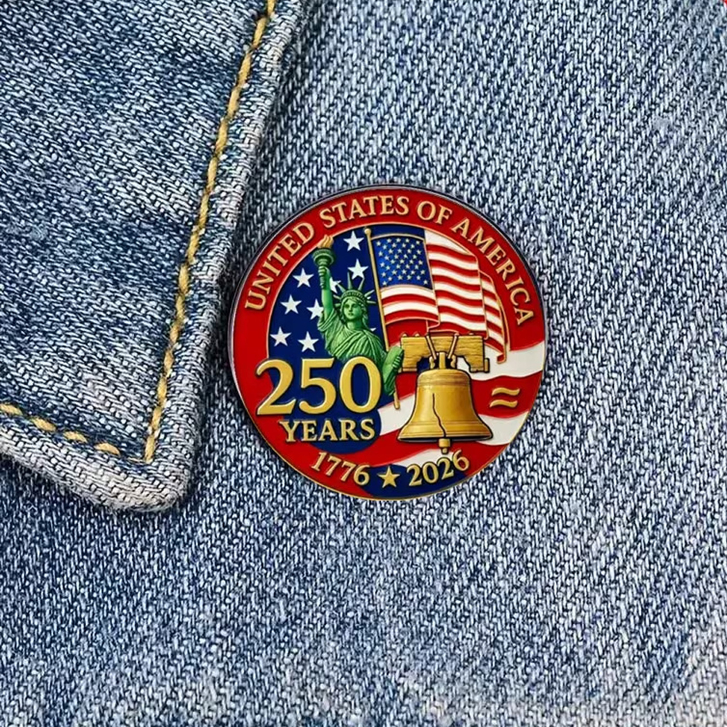 1776 to 2026 Patriotic 250th Anniversary Gold Plated Hard Enamel Unlit Lapel Pin with Military Clutch 4th of July 1776 to 2026 Patriotic 250th Anniversary Gold Plated Hard Enamel Unlit Lapel Pin with Military Clutch 4th of July 6