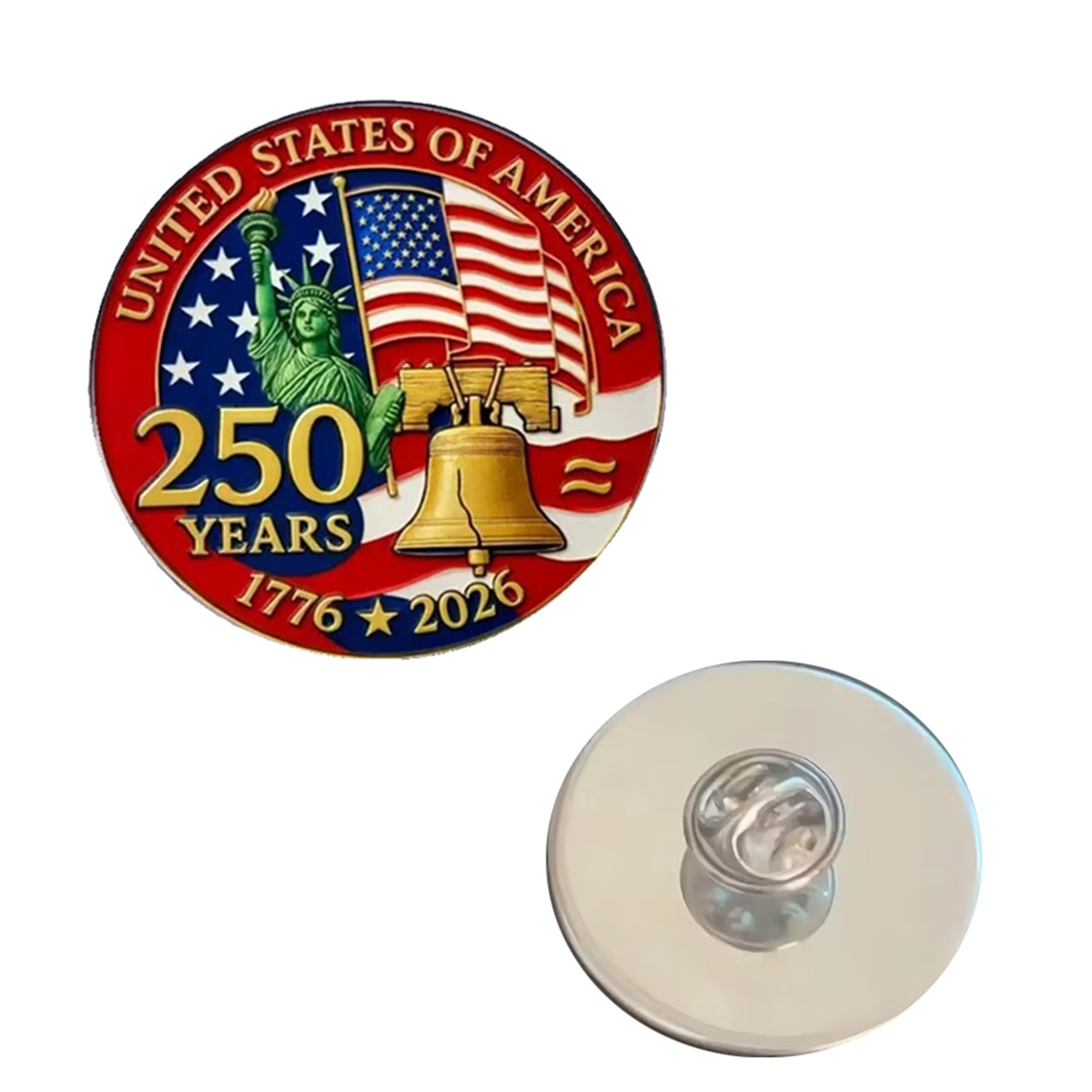 1776 to 2026 Patriotic 250th Anniversary Gold Plated Hard Enamel Unlit Lapel Pin with Military Clutch 4th of July 1776 to 2026 Patriotic 250th Anniversary Gold Plated Hard Enamel Unlit Lapel Pin with Military Clutch 4th of July 5