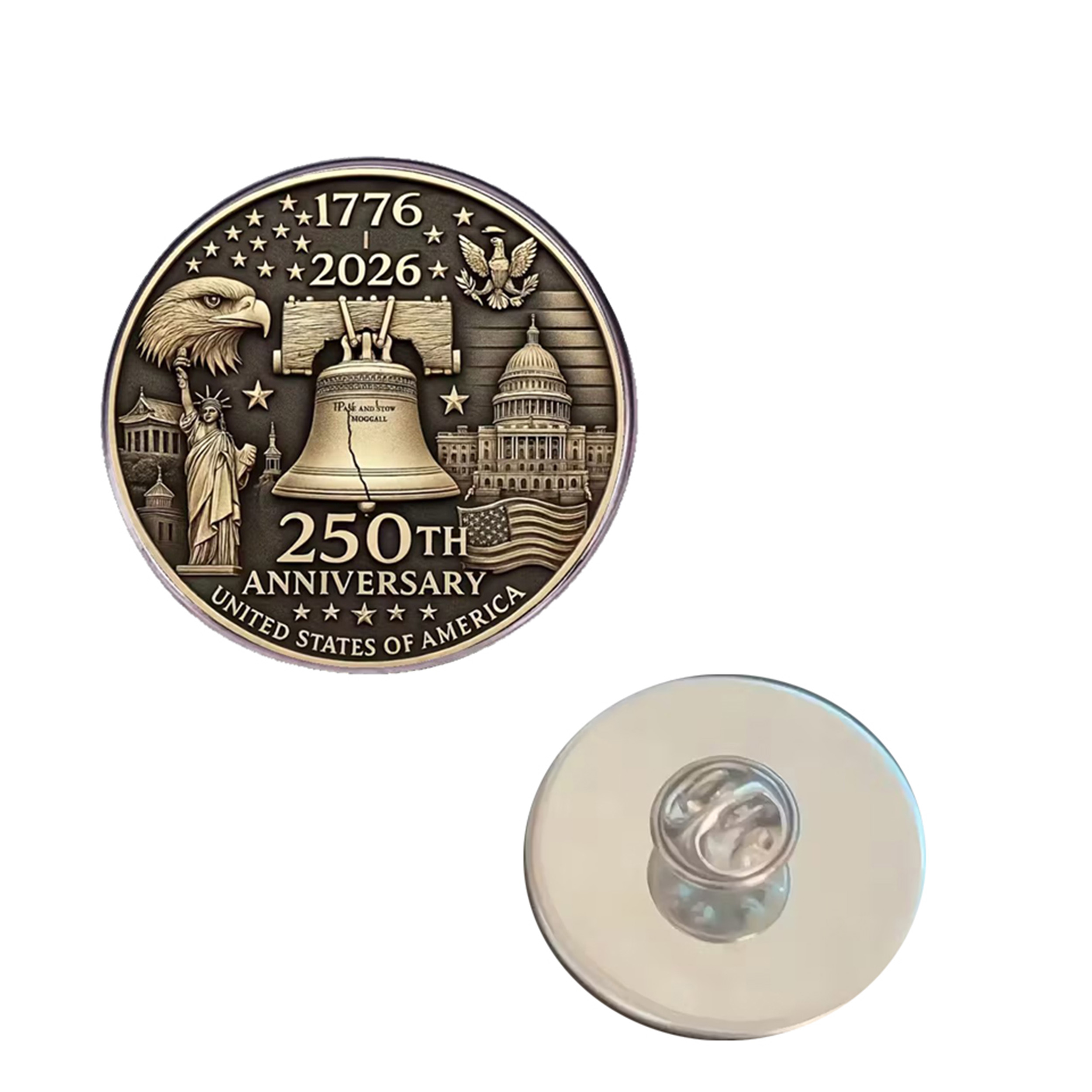 1776 to 2026 USA 250th Anniversary Bronze Hard Enamel Commemorative Pin 4th of July 1776 to 2026 USA 250th Anniversary Bronze Hard Enamel Commemorative Pin 4th of July 5