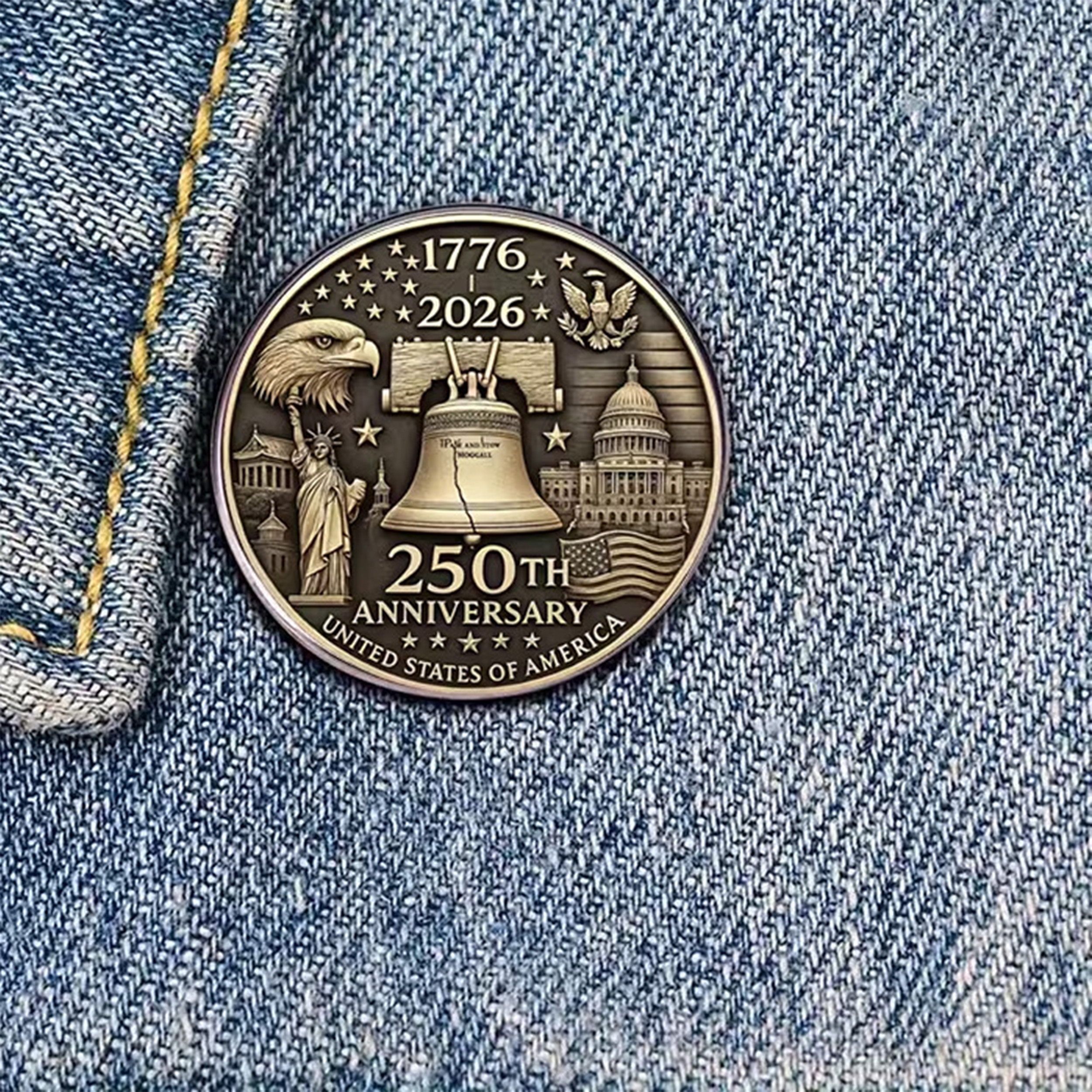 1776 to 2026 USA 250th Anniversary Bronze Hard Enamel Commemorative Pin 4th of July 1776 to 2026 USA 250th Anniversary Bronze Hard Enamel Commemorative Pin 4th of July 6