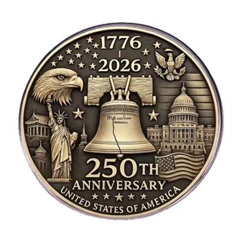1776 to 2026 USA 250th Anniversary Bronze Hard Enamel Commemorative Pin 4th of July